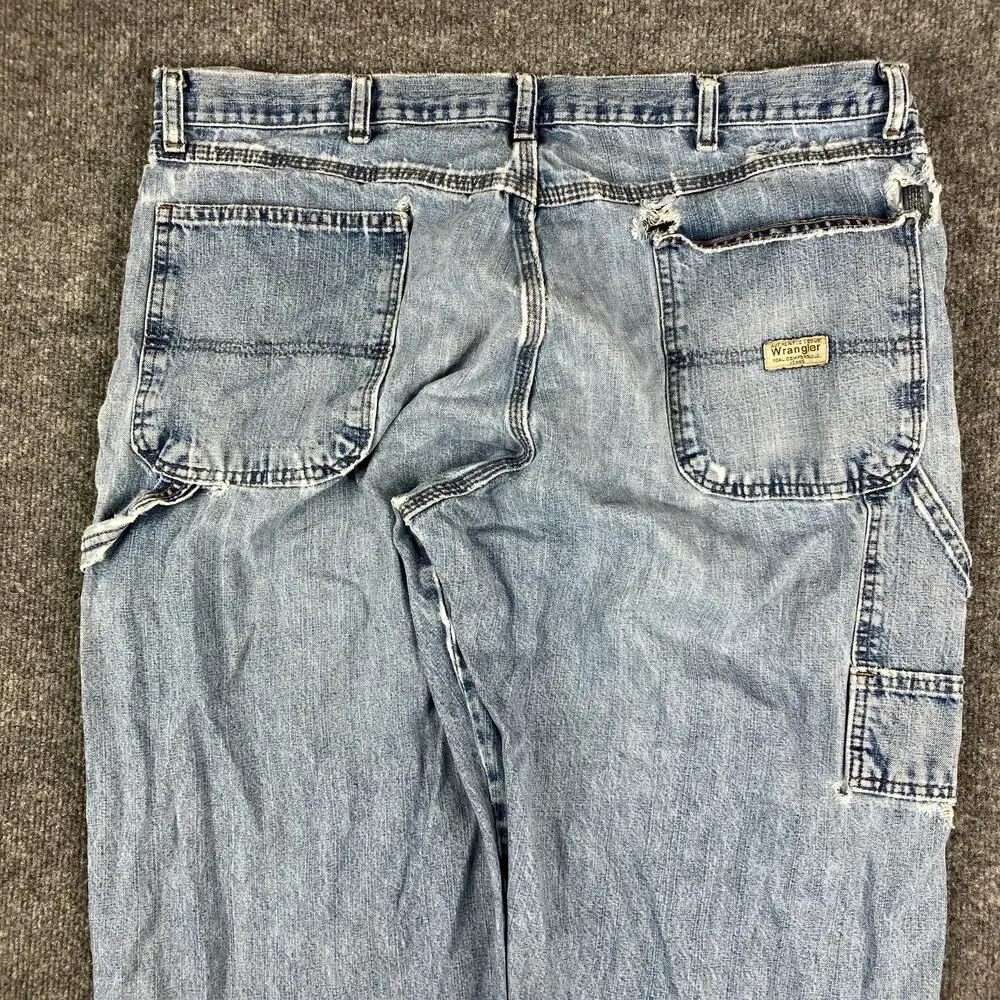Wrangler Carpenter Jeans Mens 38x30‎ Blue Relaxed Fit Workwear Utility Denim